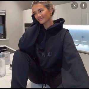 ESSENTIALS Black Logo Hoodie